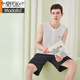 
Modallan Fine Cotton Pajamas Men's Summer New Vest Shorts Set Cool Men's Pajamas Home Clothes Can Be Wear Outside Light Gray/Rock Gray BXM677B L Suitable for 100-130Jin [Jin equals 0.5 kg]