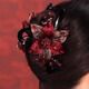 Two Worlds Red Retro Clip Women's Metal Wire Hand-woven Double-sided Temperament Red Flower Shark Clip Elegant Hair Clip Headwear Red