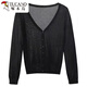 Woodpecker shawl with knitted cardigan for women in summer extra large size fat mm200Jin[Jin equals 0.5 kg] Ice silk sweater sun protection thin coat Black 2XL 110-120Jin[Jin equals 0.5 kg]