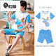 Mikeshan 100% cotton pajamas for men spring and summer short-sleeved shorts Korean cartoon students young and middle-aged home clothes can be worn outside 1389# S small size code height 143-150b