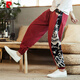 Pierre cardin spring and summer linen casual trousers Chinese style men's pants fat large size men's loose cotton linen harem lantern 983 white M Recommended 100-120 Jin [Jin equals 0.5 kg]