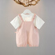 G.Duckkids kleine gelbe Ente Kinderkleidung Mädchenanzug Summer Baby Kleidung reine Baumwolldünne Kinder kurzärmelige T-Shirt Overguts Sommeranzug Pink L Zwei-teilige Set 80 Größe Empfohlen 9-12 Monate cm