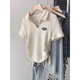 Zi Xinyue [3895 People Collect] Camiseta de manga corta de hombro frontal de estilo americano para mujeres en verano nuevas correas plisadas con cordón delgado y delgada Top-(nuevo estilo no piloto) Nuevo verano M adecuado para [86-105Jin [Jin equivale a 0.5 kg]] buena calidad de calidad de buena calidad.