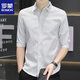 Romon Summer Summer Silk Quarter manga Camisa de la manga de la altura corta de manga corta para hombres Camisa de hombres delgada