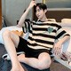 男士夏季薄款棉睡衣大码宽松家居服套装 D1990 (A679) M (建议80-115斤)