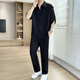 AEMAPE fashion trendy shirt men's summer suit light and handsome match with business casual slim trousers men's suit 718 meters white (seven-quarter sleeves) 3XL Recommended 160-175 Jin [Jin equals 0.5 kg]