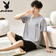 Playboy (Playboy) Herren-Sommeranzug Modal Herren-Pyjamas kurzärmelige Shorts plus eine große lose dünne Heimkleidung 6623 XL 120-140jin [Jin ist 0,5 kg]