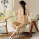2025 new pajamas for women in summer short-sleeved suit for Chinese style knitted cotton cropped pants casual home clothes can be worn outside 9908 L [100-120Jin [Jin equals 0.5 kg]]