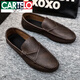 CARTELO men's beanie shoes Korean version of business work casual leather shoes breathable and versatile non-slip one-step men's shoes 2025 spring J40-D829 brown special price brand cut off 44 high-end flagship genuine products