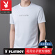 Playboy (Playboy) High-End 2025 Neues T-Shirt für Herren für den Sommer für den Sommer atmungsaktiven dünnen, lässigen Maulbeer-Seide Feste Farbe halbärmelte offizielle offizielle Ladenmarke D13603 Black M 165