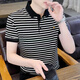 Pierre cardin high-end striped polo shirt men's t-shirt lapel cotton short-sleeved summer new casual trend ice silk t-shirt 983 white stripes [high quality] M 85-100Jin [Jin equals 0.5 kg]