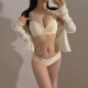 法式丝绒性感红色本命年内衣女小胸聚拢无钢圈舒适保暖文胸罩套装 银灰(单件) MX694 70A 32B(通杯)