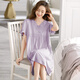 Modal Nachthemd für Frauen Sommermodal Sommerpyjama für Frauen 2025 Neues dünnes Kurzarm Lose Lose großer Sommer Ladies M686 Violet XL [120-140jin [Jin entspricht 0,5 kg]]