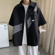 S.SOFEA summer short-sleeved work suit three-piece set for male students versatile handsome shirt suit two-piece set 1283 black + work suit XS