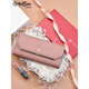 Jinlilai Wallet Damen Long Leder 2025 Neue Mode einfache dreifache Kupplung Kupplung Kupplung Kupplung Clutch Manschette [Pink Taro Farbe] [große Kapazität 9 Karten]