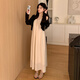 
Jingqi (JOYNCLEON) maternity suit spring and autumn 2025 new fashion loose strap suspender dress sun protection cardigan two-piece suit black cardigan + white apricot suspender skirt Jtz15606 M