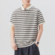 
Dancing with the wolf in summer new striped short-sleeved polo shirt for men's trendy versatile loose lapel half-sleeved T-shirt top for men 693 Helan One size M