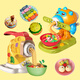 
Pig Noodle Machine Children's Toys Colorful Mud Colorful Mud Noodle Pressing Machine Children's Plasticine Kitchen Play House Toy Set Mini Train Noodle Machine-Yellow