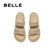 Belle Fashion Rhingestone Face Casual Slippers for Women 2025 Été Nouvelle pantoufles extérieures épaisses D7Z1DBT5 Couleur d'abricot 39 (245 mm)
