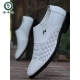 Holzspecker Sommerlederschuhe Herrenloch hohle Leder Sandalen koreanische Version White Herrenschuhe Britische formale lässige Schuhe atmungsaktive neue Style White Hollow Style 1098-1 38