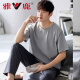 
Yalu pure cotton pajamas for men in summer short-sleeved trousers for home clothes for men in thin ice silk cool solid color set 2677* Short-sleeved + trousers L 100-120Jin [Jin equals 0.5 kg]