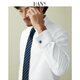 Hanny (HANY) French shirt men's long-sleeved wedding business men's suit French sleeve cuff links suit cuffs pure cotton no-iron white shirt Britton pure white [sharp collar-wheat ear pattern] 38