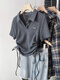 GTYUWVG3895 Les gens collectent la chemise à manches courtes du col American Collar à manches courtes pour les femmes en été Nouveaux bracelets plissés à crampons et Slim Abricot Top - (Nouveau style pas illuminé) Nouveau été S Convient pour 60--85 Jin [Jin est égal à 0,5 kg] de bonne qualité de bonne qualité