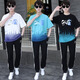 瑞邦莱夏季青少年短袖t恤男孩13-15岁高中初中学生大童夏装帅气运动套装 xsd-t9226白蓝色(上衣+裤子) L  100至115斤