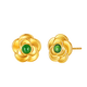 Ming Diamond International 18K Gold Jade Camellia Earrings Women's au750 Earrings Fashion Inlaid Earrings for Girlfriend's Birthday Gift