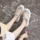 Women's shoes 2025 summer new breathable and lightweight Mary Jane Velcro one foot thick sole anti-slip slow step mother's shoes YGNX-677 blue 40