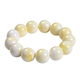 Confucian Russian white beeswax 10/25mm round bead bracelet chicken fat yellow honey with moire amber bracelet for men and women, bead diameter 18mm, 13 beads standard men's style
