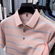 
Kangaroo (DaiShu) short-sleeved T-shirt for men 2025 summer trendy striped lapel half-sleeved business casual loose large-size top middle-aged AN15100 light sky blue 3XL
