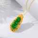 Mingzuan International 18K gold pendant for women au750 Hetian jade inlaid style national style pod pendant neckband for girlfriend birthday gift