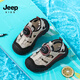 Jeep children's Baotou sandals 2025 new summer men and women's river tracing shoes outdoor wading shoes non-slip beach shoes rice wine red 32 inner length of the shoe is about 20.6cm