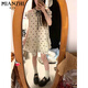 Cotton French sweet off-shoulder polka dot dress for women in summer 2025 new small temperament bow short skirt 674 picture color [high quality 38.5] XL 115-130Jin [Jin equals 0.5 kg]