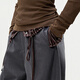 LESS [Same Model in Shopping Mall] 2025 Summer New Wool Casual Straight Cropped Pants Women 2P4E13660 011 Carbon Black XS