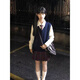 
Her style 2691 people collect original jk uniforms with long sleeves tops in college style wear V-neck sweater vest horse (long shirt + navy blue vest + black JK skirt + stripes 1 M 42