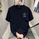 GTYUWVG Hong Kong style short-sleeved men 2025 summer loose cotton T-shirt for boys new fashion brand trendy men couple half-sleeved V753 black XL