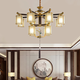 2025 neuer Stil neuer Stil Abwärts alle Kupfer Neuen chinesischen Stil Wohnzimmer Kronleuchter chinesischer Stil High-End-Atmosphäre Villa Restaurant Tea Room 9889-All Copper 6 Kopf Volles Spektrum Drei-Farben-LED-Licht