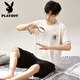 Playboy (Playboy) Herren-Sommeranzug Modal Herren-Pyjamas kurzärmelige Shorts plus eine große lose dünne Heimkleidung 6623 XL 120-140jin [Jin ist 0,5 kg]