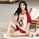 Yuemeinong pijamas para mujeres en verano con almohadilla de cofre 2025 Nuevo estilo lindo algodón de manga corta delgada de estilo coreano de estilo rojo CM: 1349# m
