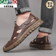 Zapatos para hombres Cartelo Summer Summer Genuine Leath Soft Sole Light Casual Leather Zapatos para Sandalias huecas versátiles para hombres Producto nuevo 6629 Brown 38