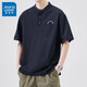 Jeanswest Jeanswest Sommer neue schwarze kurze Ärmeln T-Shirt Herren Sommer Lose Dünn American Retro Henry Collar Pure Cotton 5509 Black + 723 Weiß One Size M Empfohlen 95-115Jin [Jin entspricht 0,5 kg]