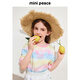 MiniPeace cool and antibacterial PEACEBIRD children's clothing mid-length girls short-sleeved T-shirt rainbow summer top trendy pink gauze purple 160