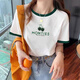 Camiseta Xuanmo Shandong Jimo Camiseta Summer 2025 Nueva camiseta contrastante para mujeres versátiles y de moda y delgada KC693 Blue Collar M