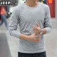 JEEP SPIRIT white bottoming shirt men's round neck slim inner top spring and autumn thin solid color men's long-sleeved t-shirt autumn coat white round neck long sleeve 2XL recommended 135-150Jin Jin equals 0.5 kg