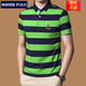 Master Polo Striped Polo Shirt Summer Business Casual Men Kurzärmelte T-Shirt Revers Cotton T-Shirt Lose Trend Top 3882 Weiße Streifen 3xl