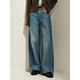 Jiuzi Annako Retro Tannin Fengshu lavage Old Heavy Cotton Denim Scimit Pantal