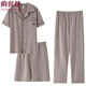 Yu Zhaolin Pajamas Summer de algodón puro de algodón puro set de tres piezas pantalones cortos de manga corta de algodón largo para casual