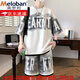 美罗邦（Meloban）夏季款潮牌休闲运动套装男扎染冰丝t恤青少年短短裤搭配一整套 K16851白色[上衣+裤子] M (约95-115斤可穿)